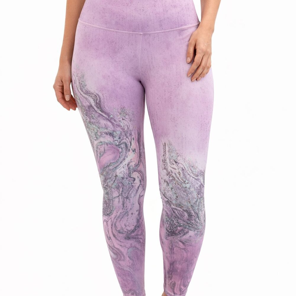 Evolution & Creation Purple Marble Leggings High Waist Yoga Workout Size L